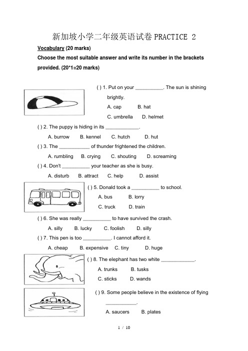 新加坡小学二年级英语试卷PRACTICE 2