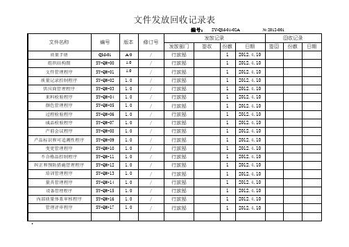 文件发放回收记录