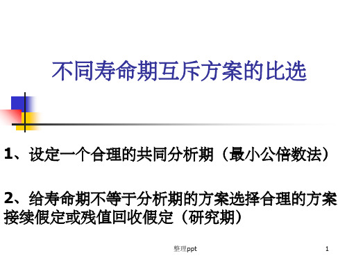 不同寿命期的互斥方案及独立方案的比较