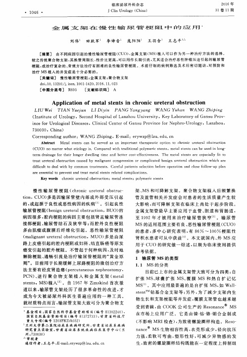 金属支架在慢性输尿管梗阻中的应用