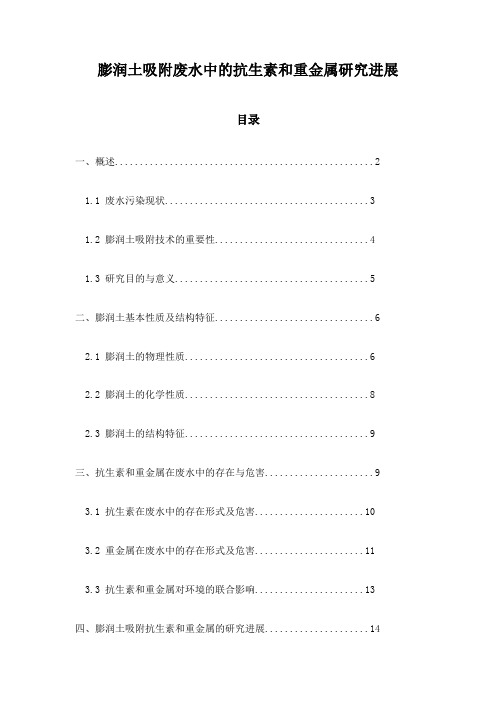 膨润土吸附废水中的抗生素和重金属研究进展