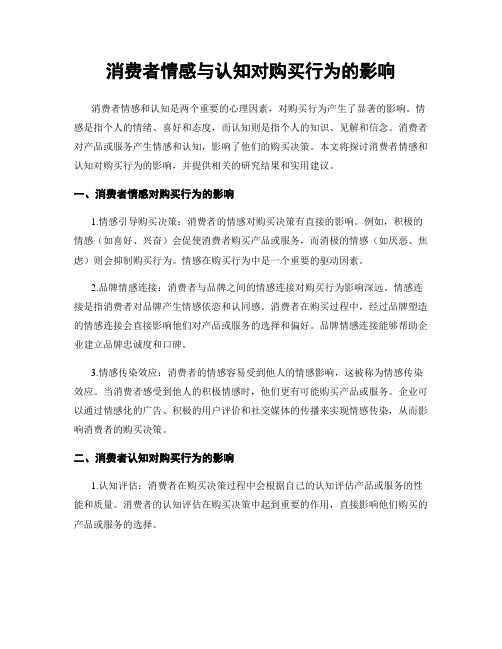 消费者情感与认知对购买行为的影响