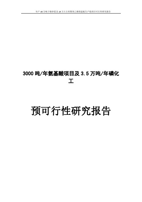 年产3000吨氨基酸项目和3.5万吨年磷化工产品项目可行性研究报告