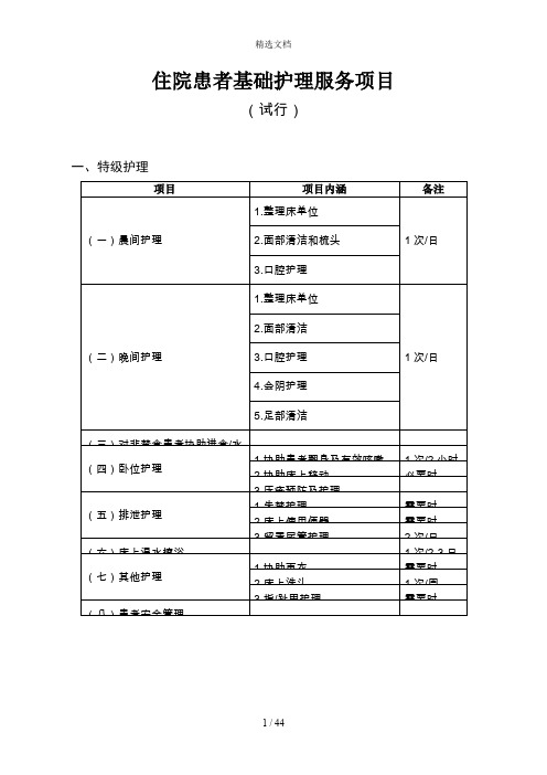 基础护理服务项目