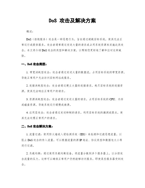 DoS 攻击及解决方案