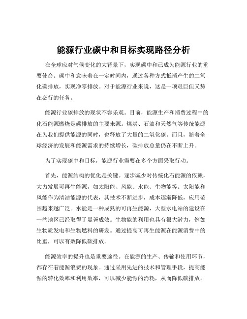 能源行业碳中和目标实现路径分析