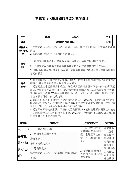初中地理_地形图的判读教学设计学情分析教材分析课后反思