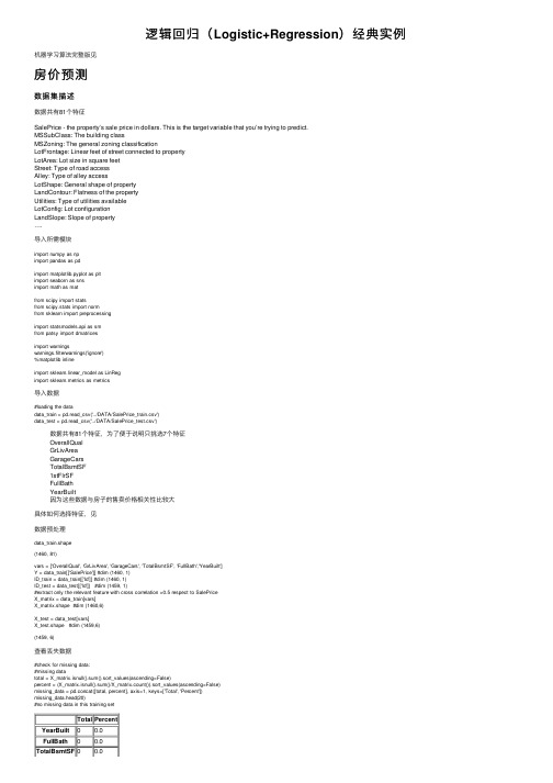 逻辑回归（Logistic+Regression）经典实例