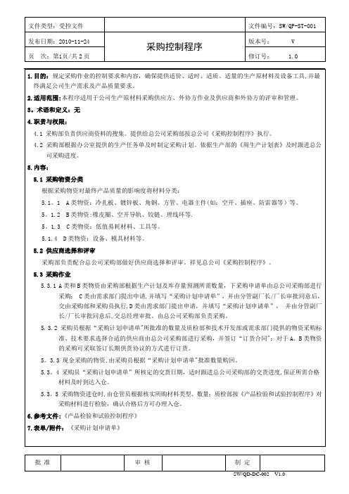 ISO9001采购控制程序