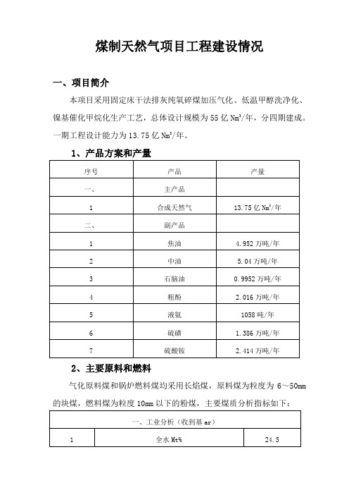 煤制气项目简介资料