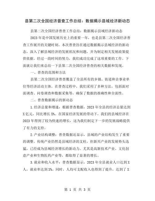 县第二次全国经济普查工作总结：数据揭示县域经济新动态