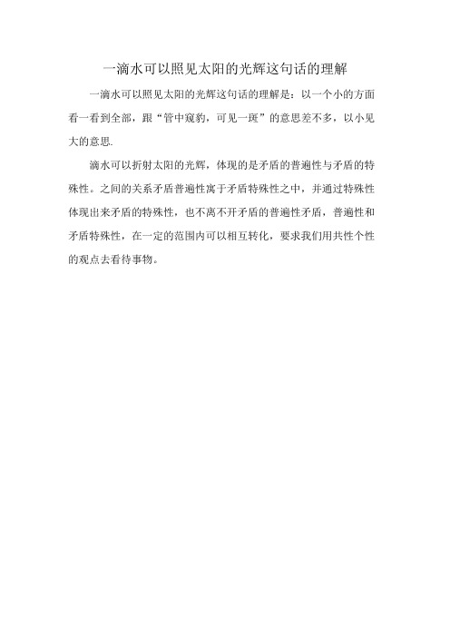一滴水可以照见太阳的光辉这句话的理解