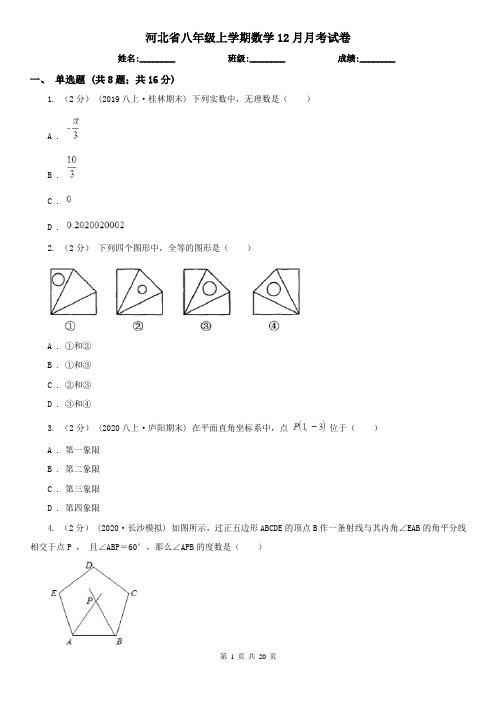 河北省八年级上学期数学12月月考试卷