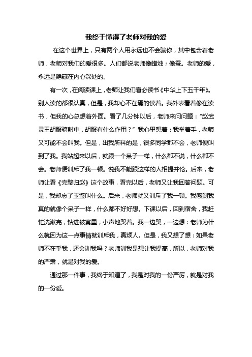 四年级作文：我终于懂得了老师对我的爱作文500字