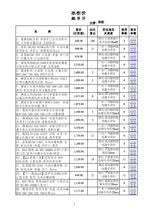 冰柜报价