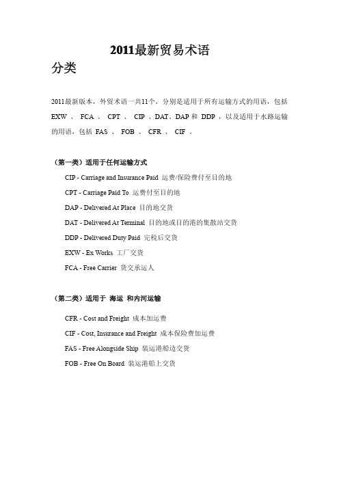 2011最新贸易术语