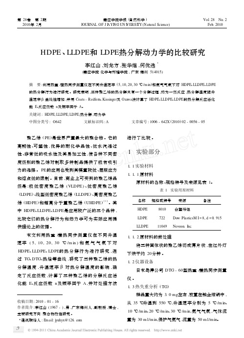 HDPE_LLDPE和LDPE热分解动力学的比较研究