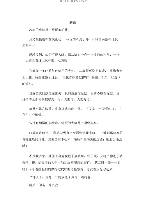 高二作文:暖流作文800字