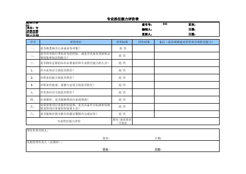 专业胜任能力评价表