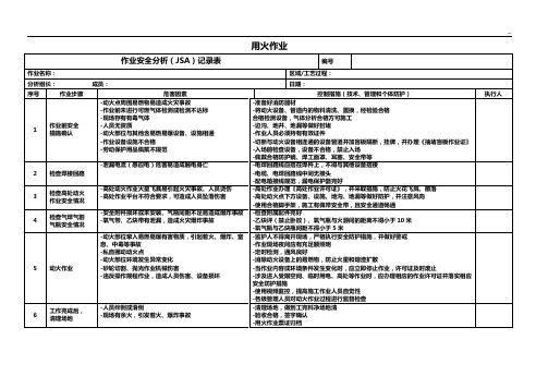 七大特殊作业任务JSA标准规定样式