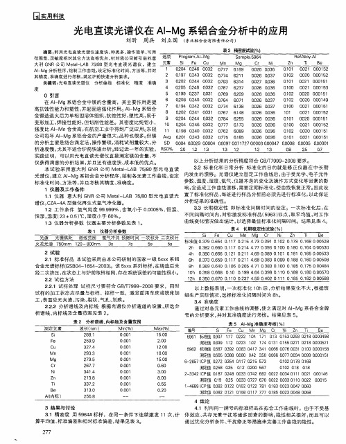 光电直读光谱仪在AI—Mg系铝合金分析中的应用