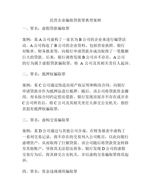 民营企业骗取贷款罪典型案例