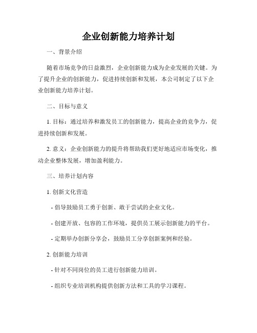 企业创新能力培养计划