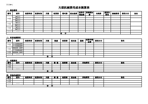 投标成本测算  表格