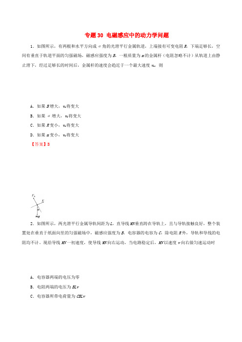 2019年高考物理双基突破(二)专题30电磁感应中的动力学问题精练