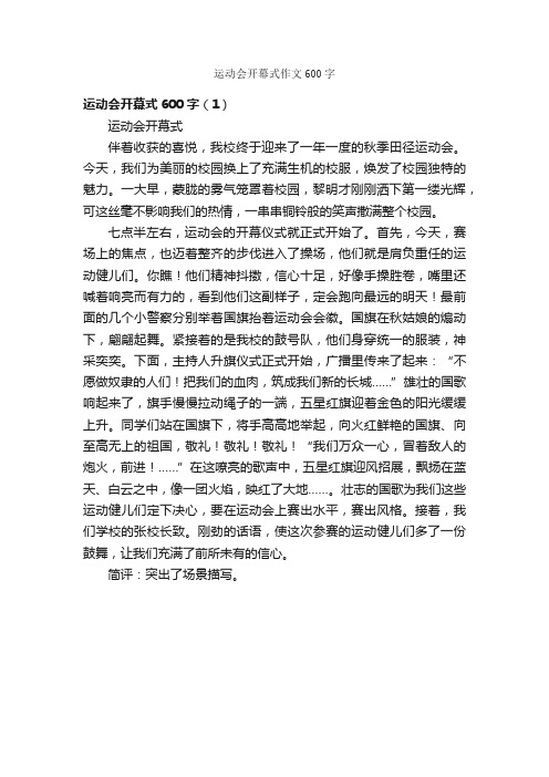 运动会开幕式作文600字_运动会作文_