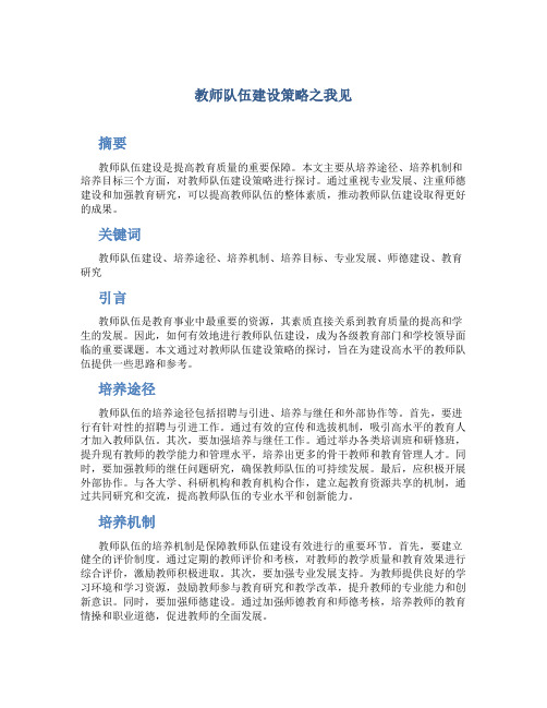 教师队伍建设策略之我见 (2)