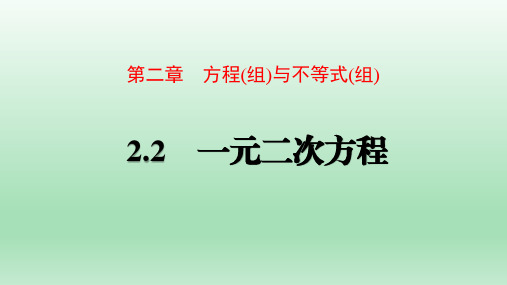 2020年  中考数学总复习：2.2一元二次方程 课件(共34张PPT)