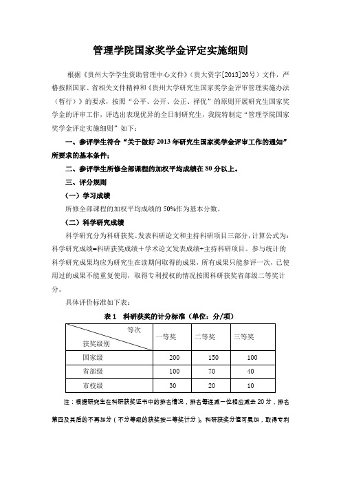 管理学院国家奖学金评定实施细则