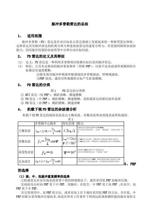 脉冲多普勒雷达的总结