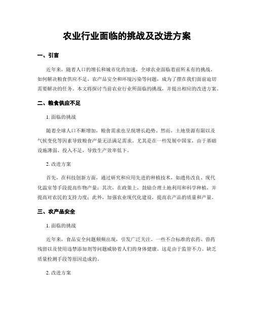 农业行业面临的挑战及改进方案