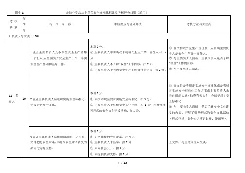 危险化学品从业单位安全标准化标准及考核评分细则(通用)