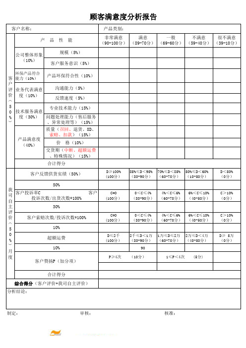 IATF16949顾客满意度分析报告