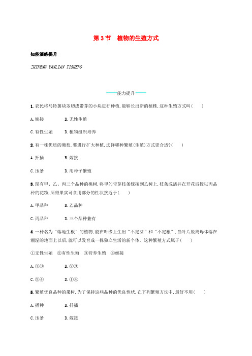 纳溪区第五中学八年级生物上册19.3植物的生殖方式课后习题新版北师大版3