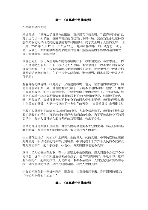 在黑暗寻找,光明作文