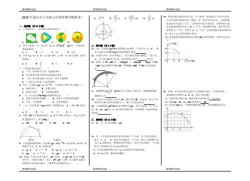 2019年武汉市九年级元月调考数学模拟卷1-学生版-打印