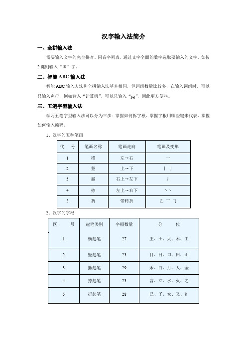 汉字输入法简介