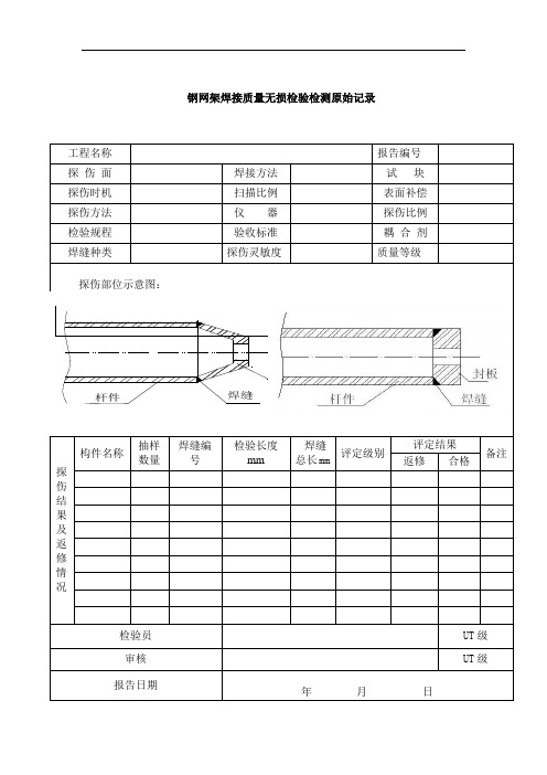 全套钢结构检测原始记录表格技术表格(23张)