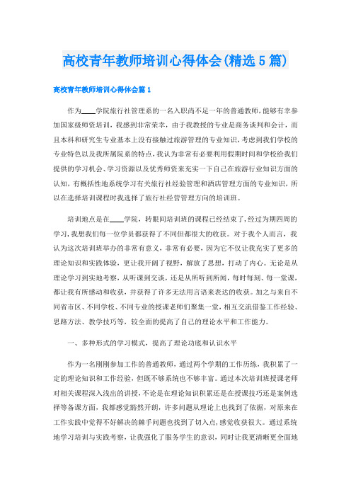 高校青年教师培训心得体会(精选5篇)