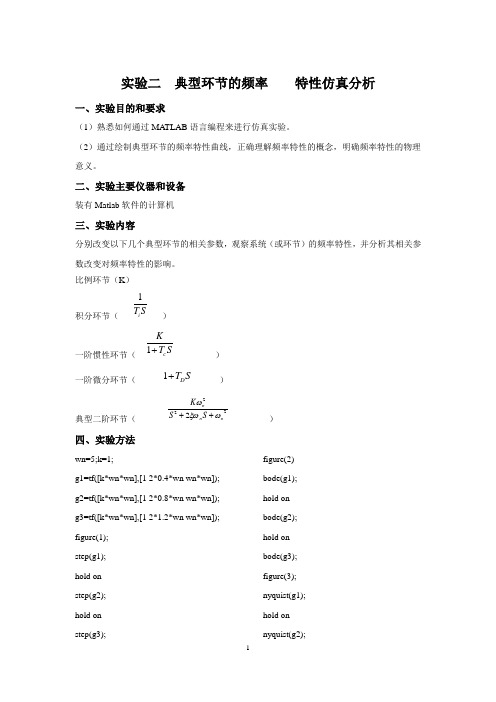 典型环节频率    特性仿真分析