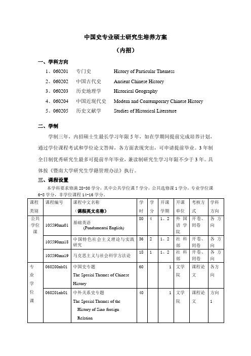 各专业研究生培养方案课程设置-暨南大学文学院