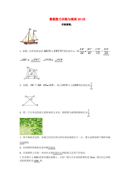 八年级数学 暑假能力训练与提高30-25 苏科版