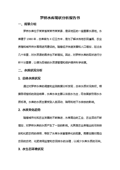 罗桥水库现状分析报告书