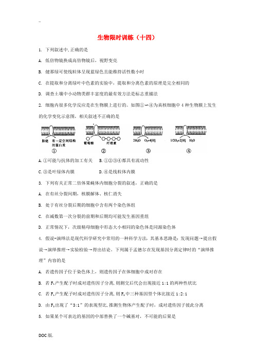 湖北省2012年高考生物限时训练(14)