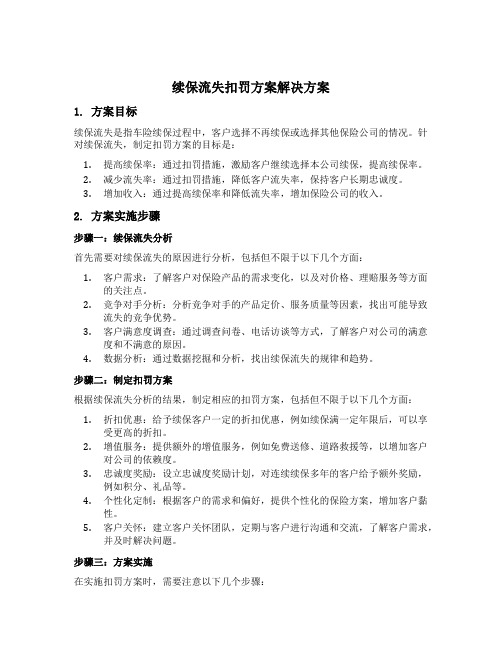 续保流失扣罚方案