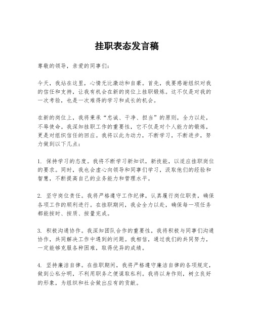 挂职表态发言稿